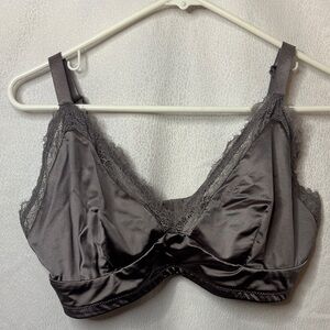 Auden Gray Lace Unlined Bralette XL | Soft Stretch Wireless Bra